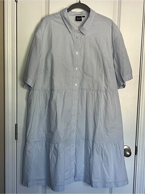 GAP Light Blue & White Stripe Mini Shirt Dress